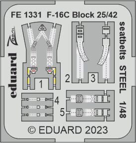 Eduard Accessories FE1331 F-16C Block 25/42 seatbelts STEEL 1/48 for KINETIC