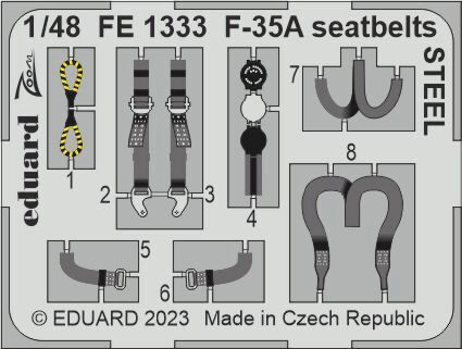 Eduard Accessories FE1333 F-35A seatbelts STEEL 1/48 for TAMIYA