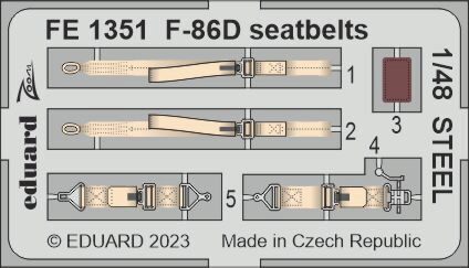 Eduard Accessories FE1351 F-86D seatbelts STEEL 48 REVELL