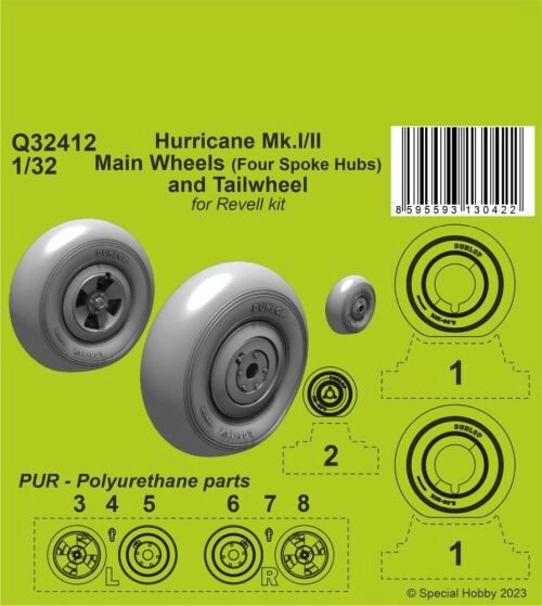 CMK Q32412 Hurricane Mk.I/II Main Wheels (Four Spoke Hubs) and Tailwheel 1/32