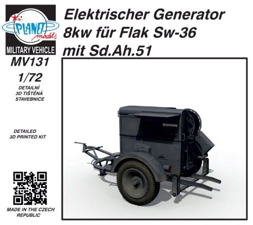 Planet Models MV131 Elektrischer Generator 8kw für Flak Sw-36) mit Sd.Ah.51 1/72