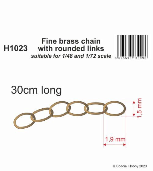 CMK 129-H1023 Fine brass chain with rounded links - suitable for 1/48 and 1/72 scale