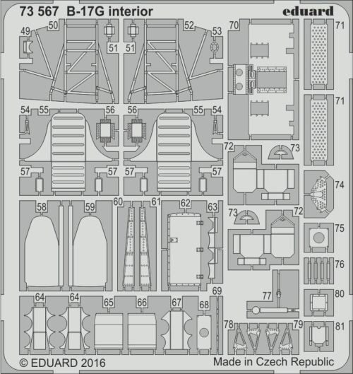 Eduard Accessories 73567 B-17G cockpit interior for Airfix