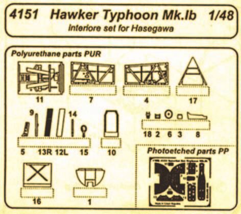 CMK 4151 Hawker Typhoon Mk.Ib  Interior Set für Hasegawa-Bausatz