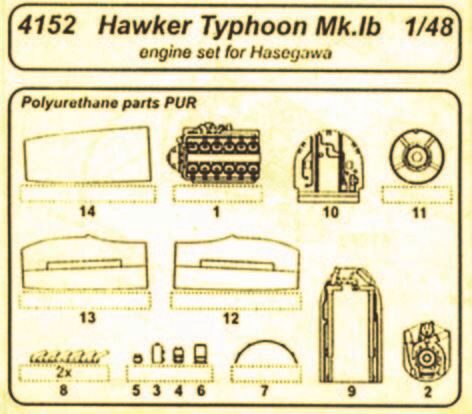 CMK 4152 Hawker Typhoon Mk.Ib Motor Set für Hasegawa-Bausatz