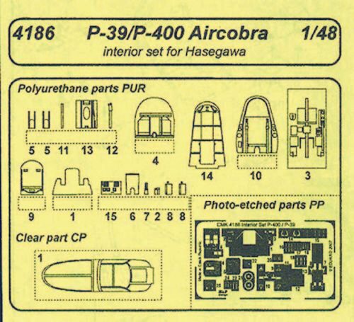 CMK 4186 P-400 / P-39 Aircorbra interior Für Hasegawa Bausatz.