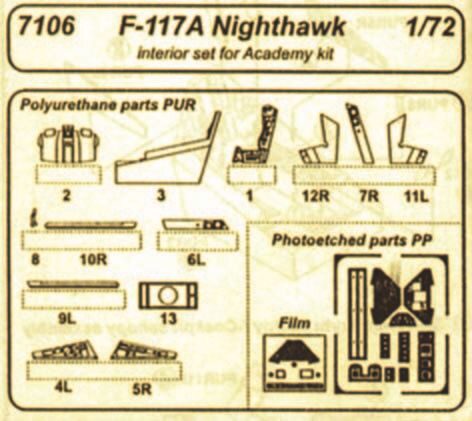 CMK 7106 F 117A Nighthawk interior für Academy Bausatz