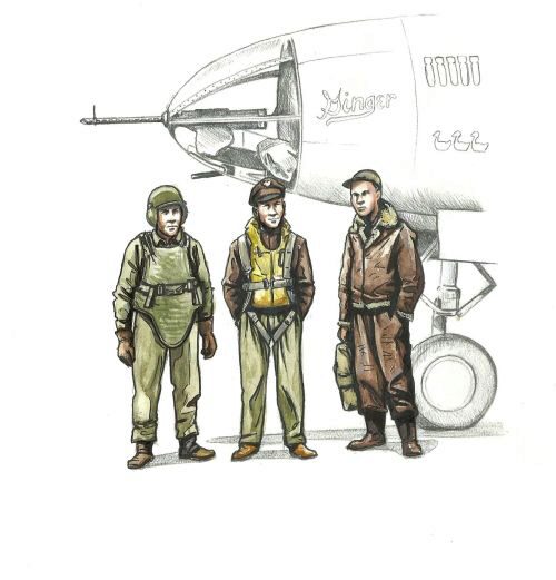CMK 7373339 WWII US bomber pilot and two gunners