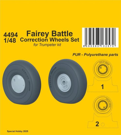 CMK 129-4494 Fairey Battle Correction Wheels Set for Trumpeter kit
