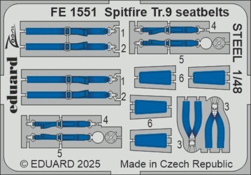 Eduard Accessories FE1551 Spitfire Tr.9 seatbelts STEEL  AIRFIX