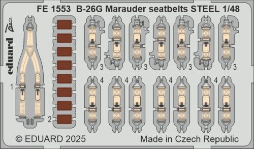 Eduard Accessories FE1553 B-26F Marauder seatbelts STEEL   ICM