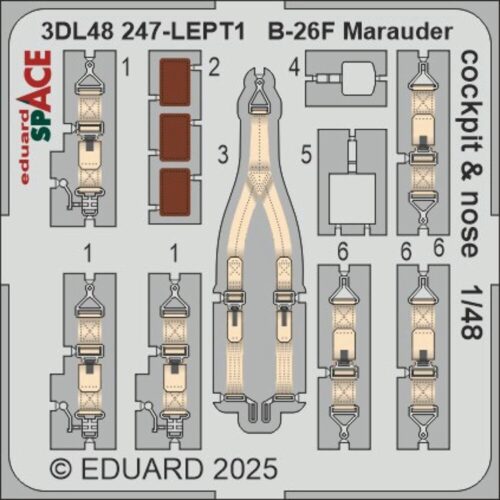 Eduard Accessories 3DL48247 B-26F Marauder cockpit & nose SPACE  ICM
