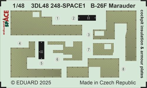 Eduard Accessories 3DL48248 B-26F Marauder cockpit insulation & armour plates SPACE  ICM