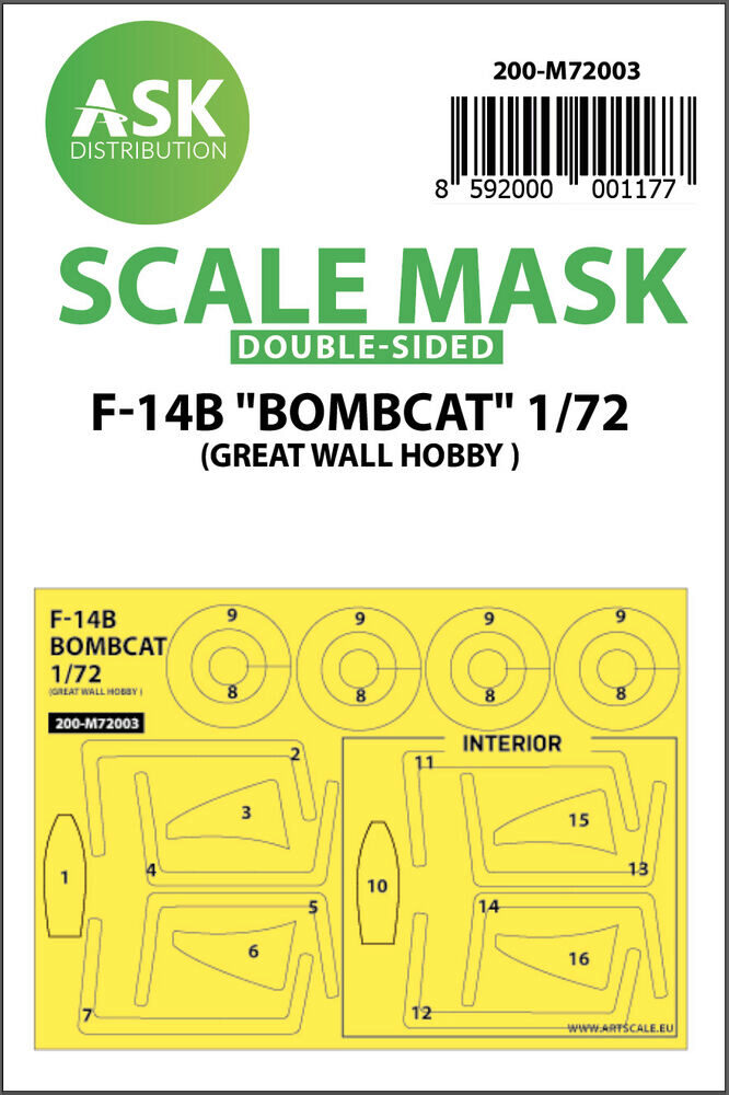 ASK 200-M72003 F-14B Bombcat double-sided painting mask for Great Wall Hobby