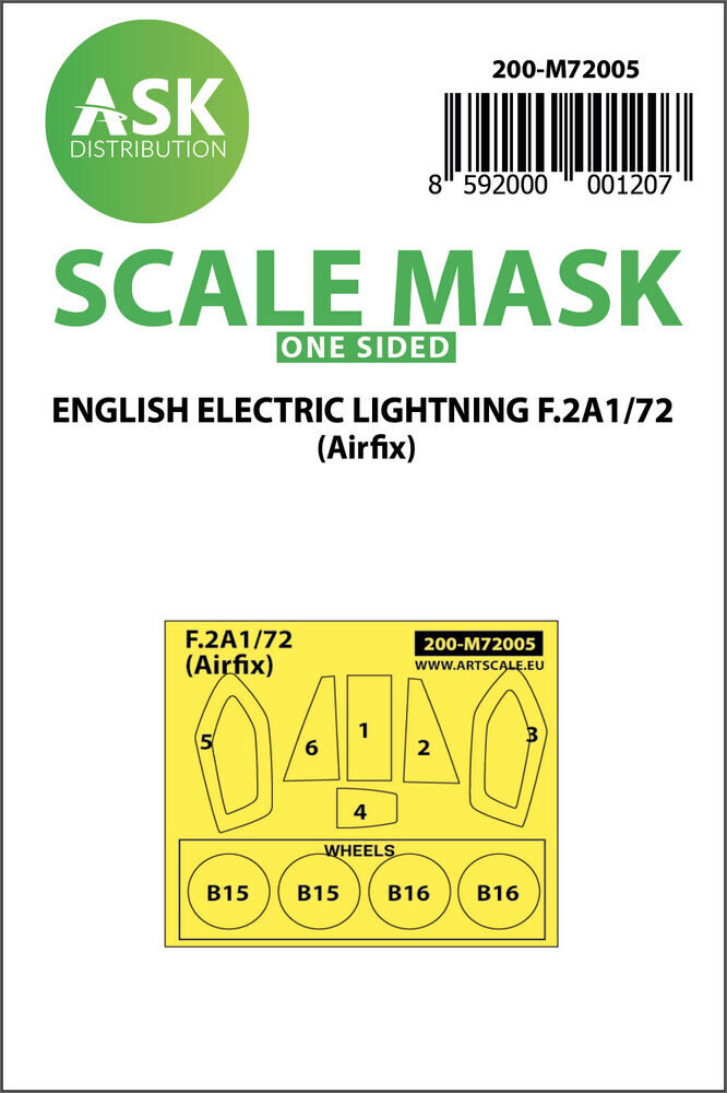 ASK 200-M72005 EE Lightning F.2A one-sided painting mask for Airfix