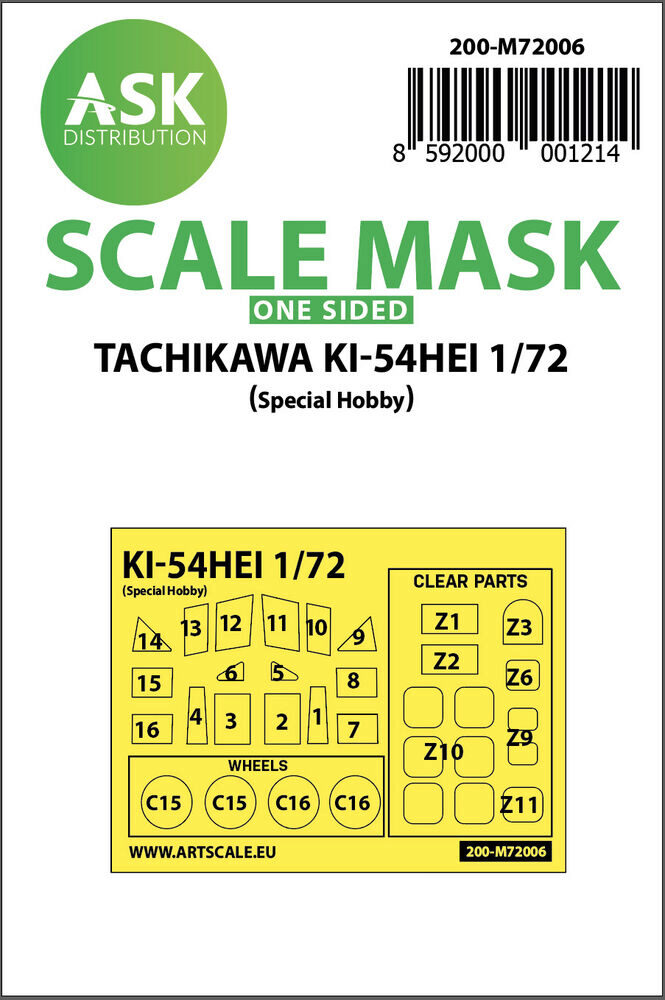 ASK 200-M72006 Tachikawa Ki-54HEI one-sided painting mask for Special Hobby