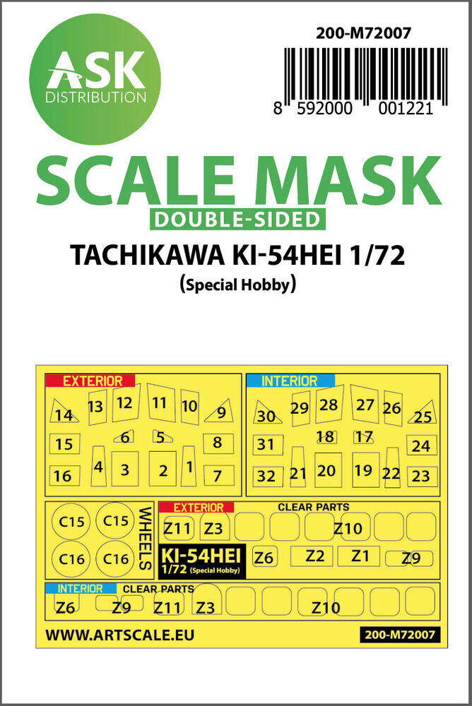 ASK 200-M72007 Tachikawa Ki-54HEI double-sided painting mask for Special Hobby