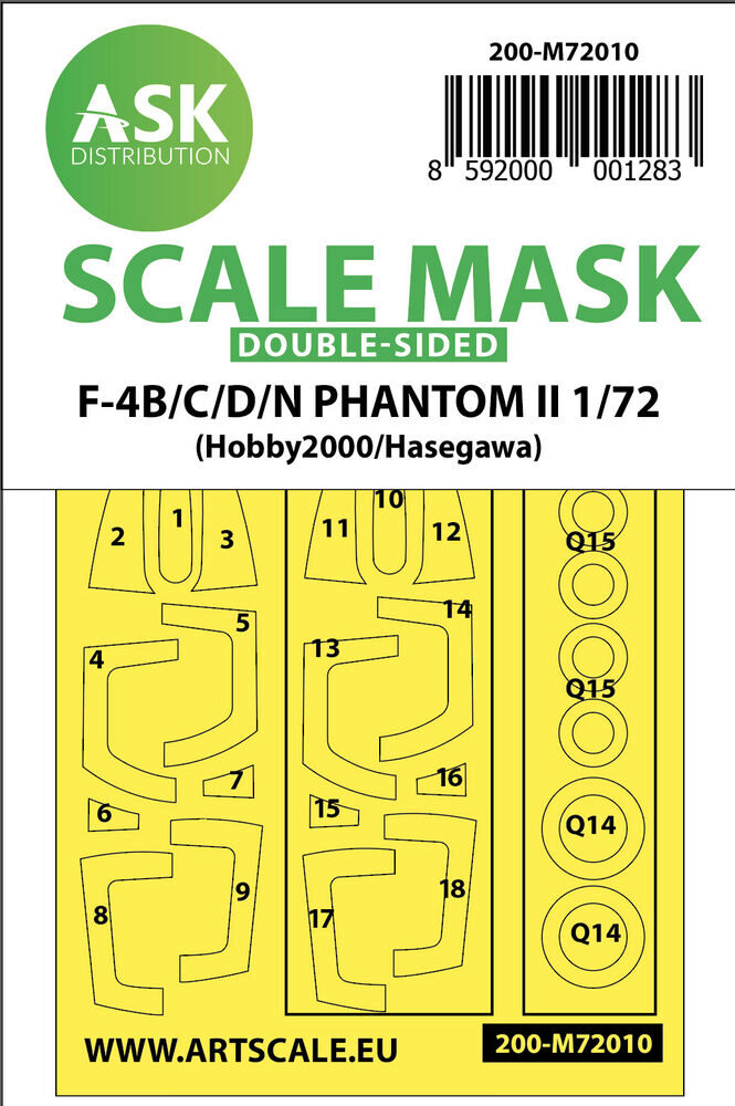 ASK 200-M72010 F-4B/C/D/N Phantom II double-sided painting mask for Hasegawa / Hobby2000