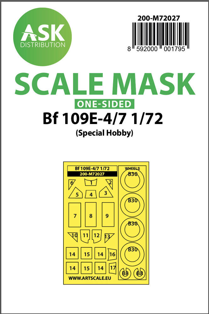 ASK 200-M72027 Bf 109E-4/7 one-sided painting mask for Special Hobby
