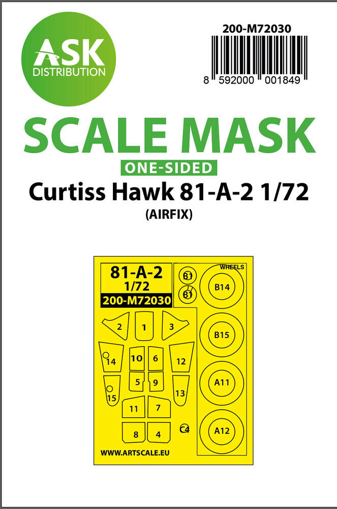 ASK 200-M72030 Curtiss Hawk 81-A-2 one-sided painting mask for Airfix