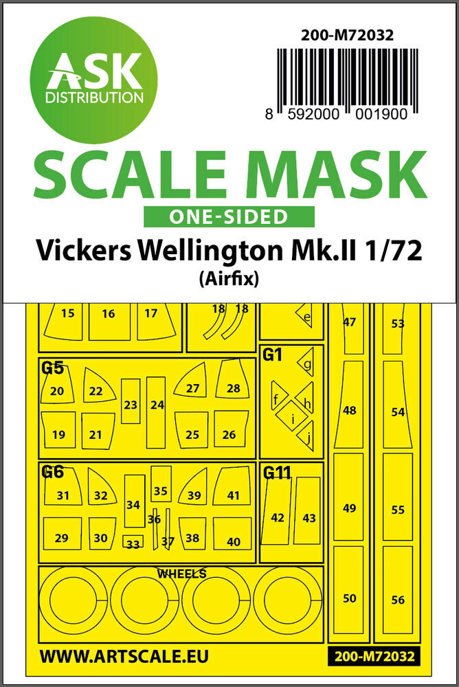 ASK 200-M72032 Vickers Wellington Mk.II one-sided painting mask for Airfix