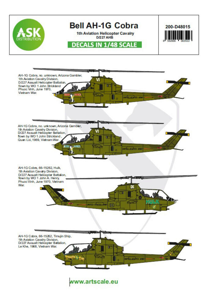 ASK 200-D48015 Bell AH-1G Cobra 1th Aviation Helicopter Cavalery D/227 AHB part 1