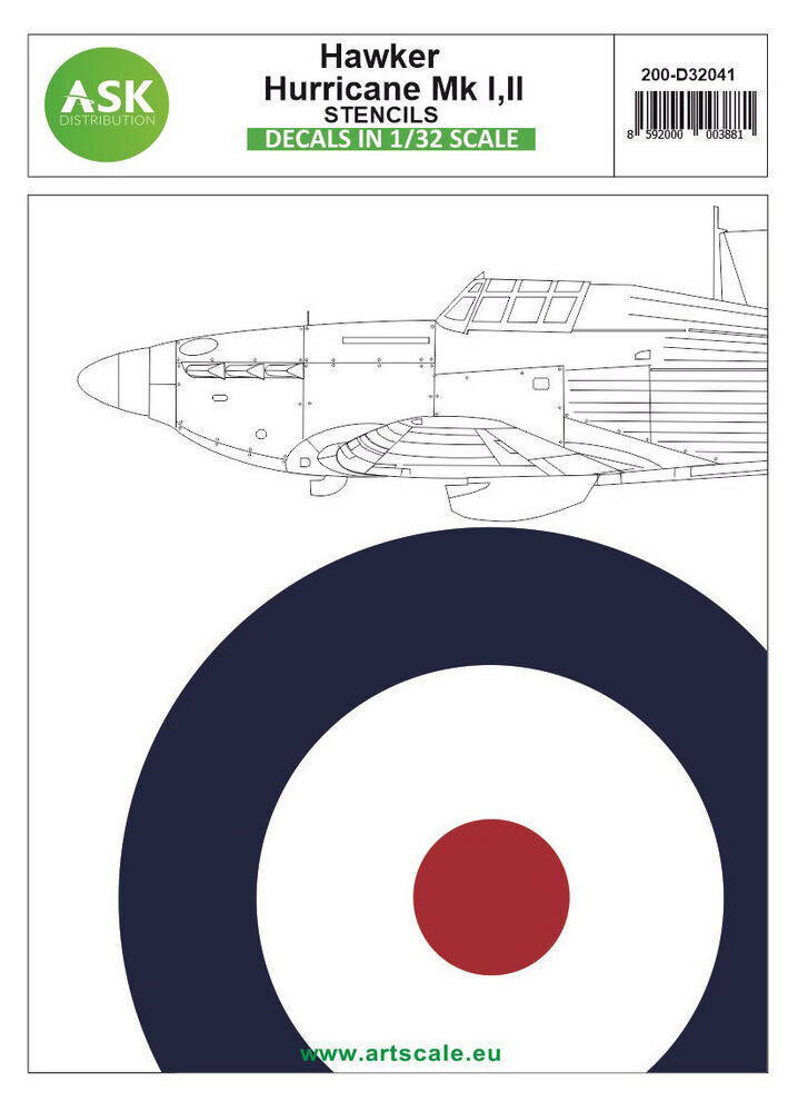 ASK 200-D32041 Hawker Hurricane Mk.I, Mk.II - stencils