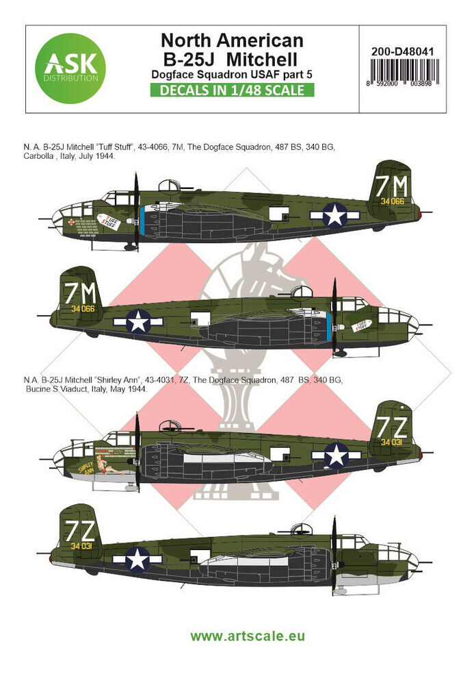 ASK 200-D48041 B-25J Mitchell part 5 - US Dogface Squadron, Shirley Ann & Tuff Stuff, Mediterranean area