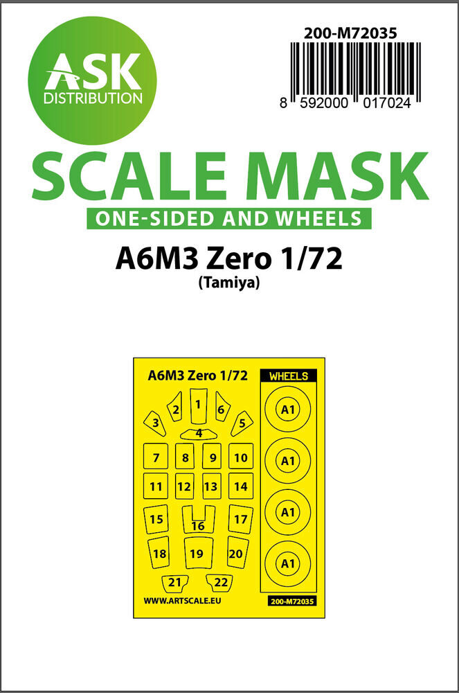 ASK 200-M72035 A6M3 Zero one-sided painting mask for Tamiya