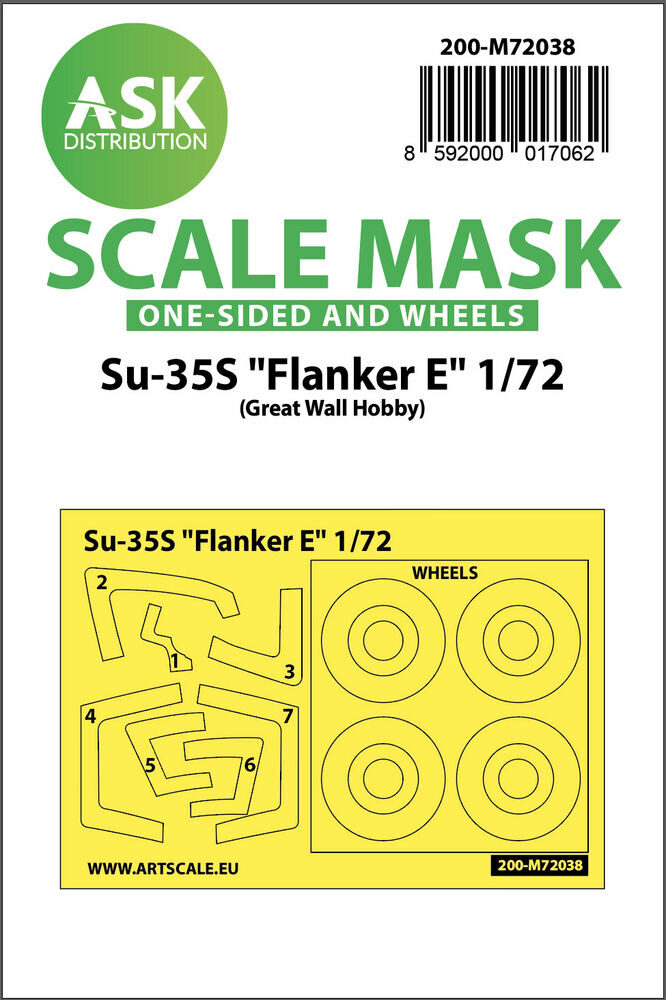 ASK 200-M72038 Su-35S Flanker E one-sided painting mask for Great Wall Hobby