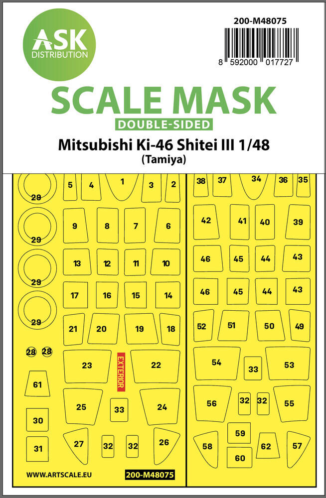 ASK 200-M48075 Mitsubishi Ki-46 Shitei III  double-sided mask for Tamiya