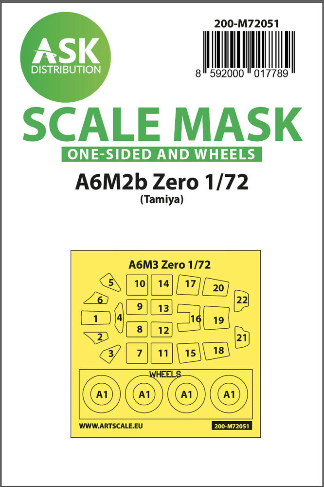ASK 200-M72051 A6M2b Zero one-sided painting express mask for Tamiya
