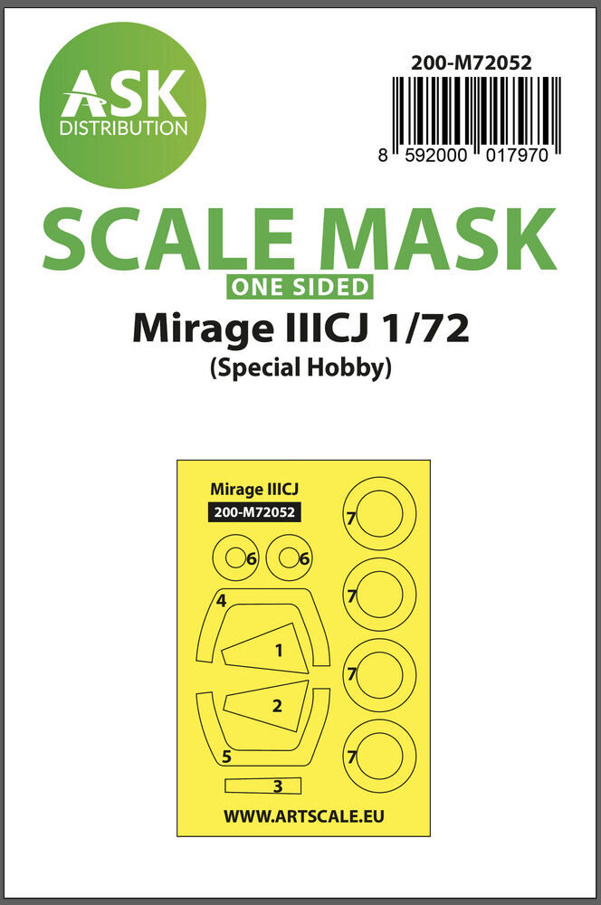 ASK 200-M72052 Mirage IIICJ one-sided painting express mask for Special Hobby
