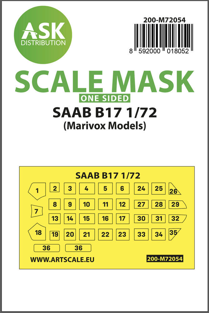 ASK 200-M72054 SAAB B17 one-sided painting express mask for Marivox