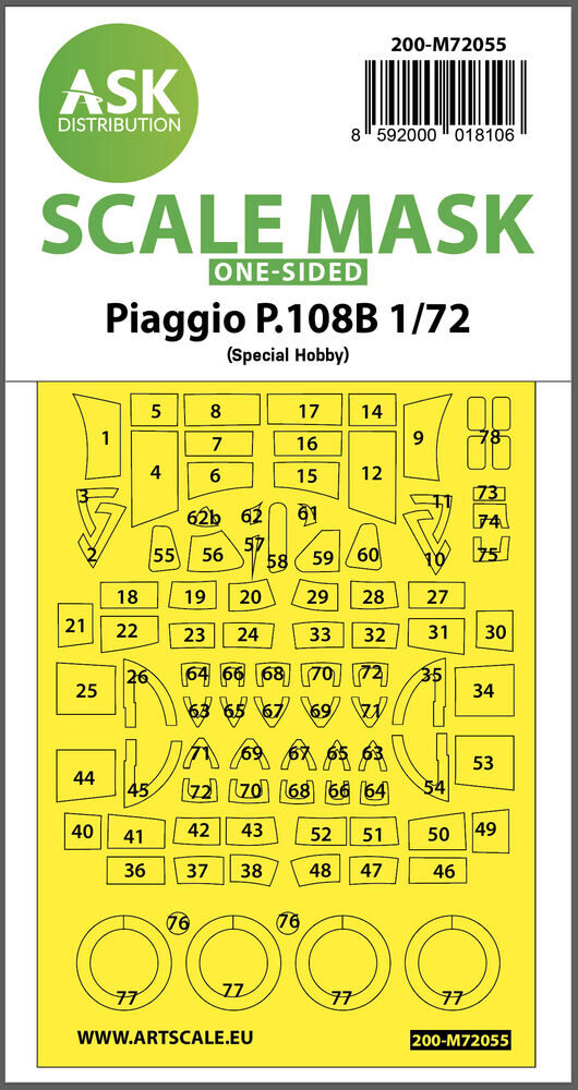 ASK 200-M72055 Piaggio P.108B one-sided painting express mask for Special Hobby