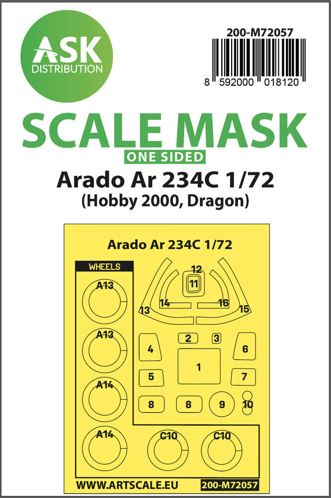 ASK 200-M72057 Arado Ar 234C one-sided painting express mask for Hobby2000 / Dragon