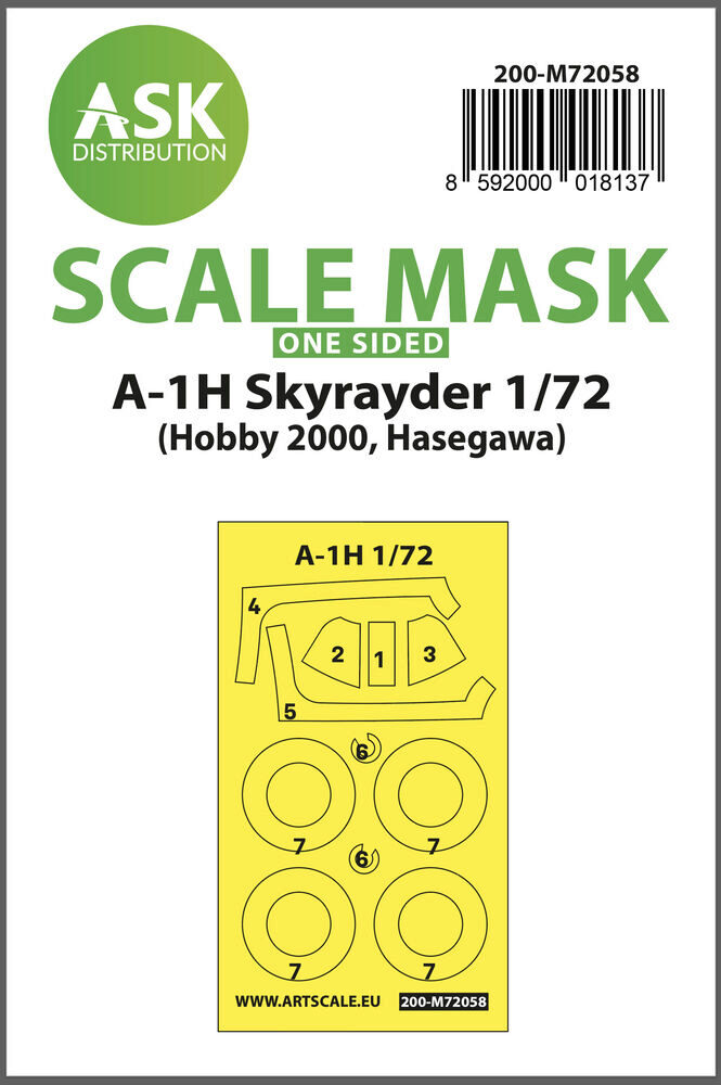ASK 200-M72058 A-1H Skyrayder one-sided painting express mask for Hobby2000 / Hasegawa