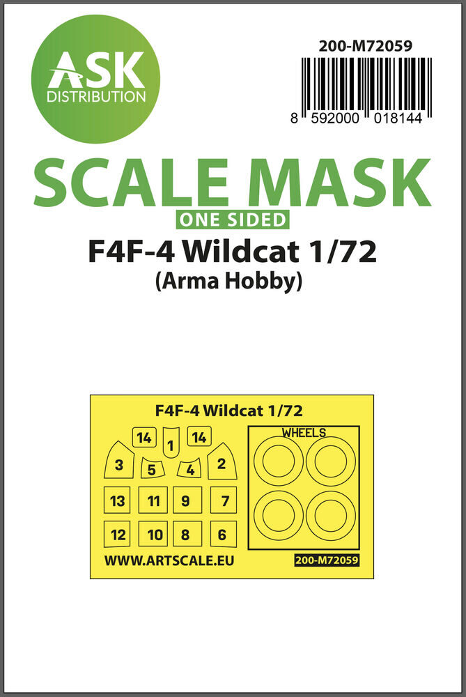 ASK 200-M72059 F4F-4 Wildcat one-sided painting express mask for Arma Hobby