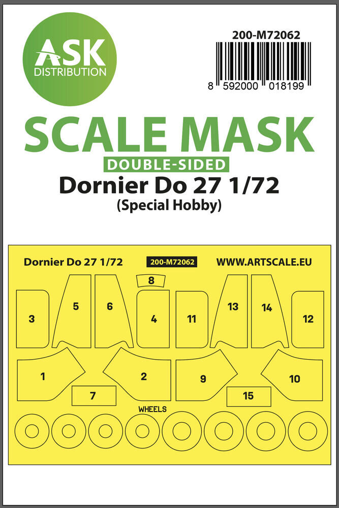 ASK 200-M72062 Dornier Do 27 double-sided pre-cuttet mask for Art Scale Kit / Special Hobby