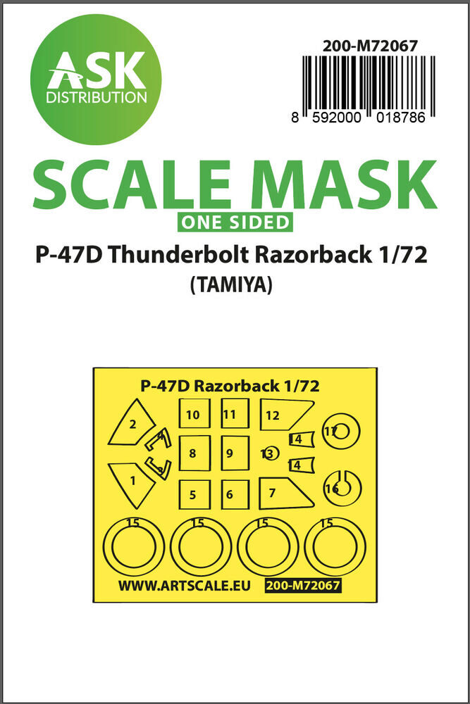 ASK 200-M72067 P-47D Thunderbolt Razorback one-sided express mask for Tamiya