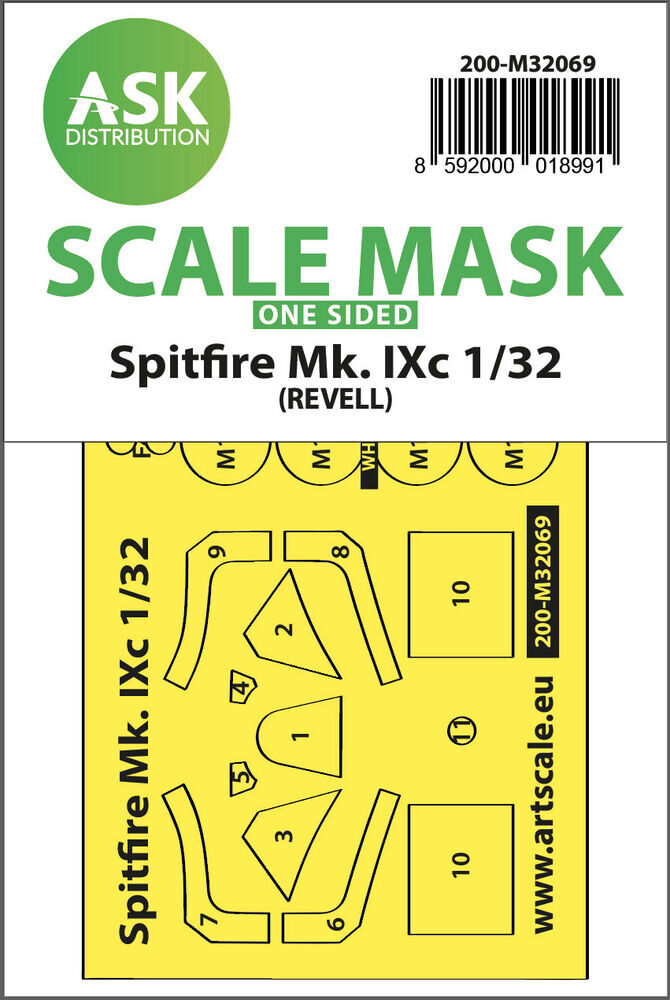 ASK 200-M32069 Spitfire Mk.IXc one-sided fit mask for Revell