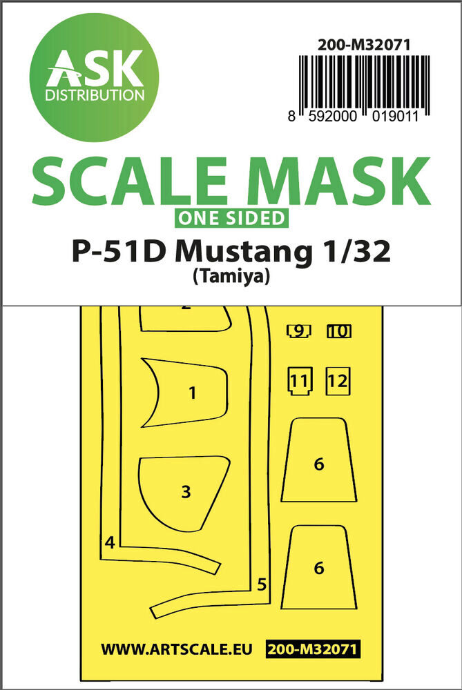ASK 200-M32071 P-51D Mustang one-sided fit mask for Tamiya