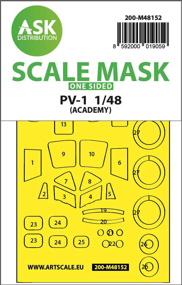ASK 200-M48152 PV-1 Ventura one-sided express fit mask for Academy