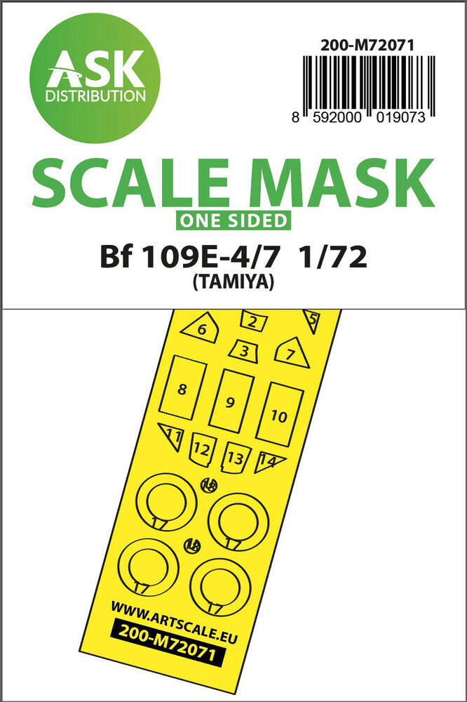 ASK 200-M72071 Bf 109E-4/7 one-sided express fit mask for Tamiya