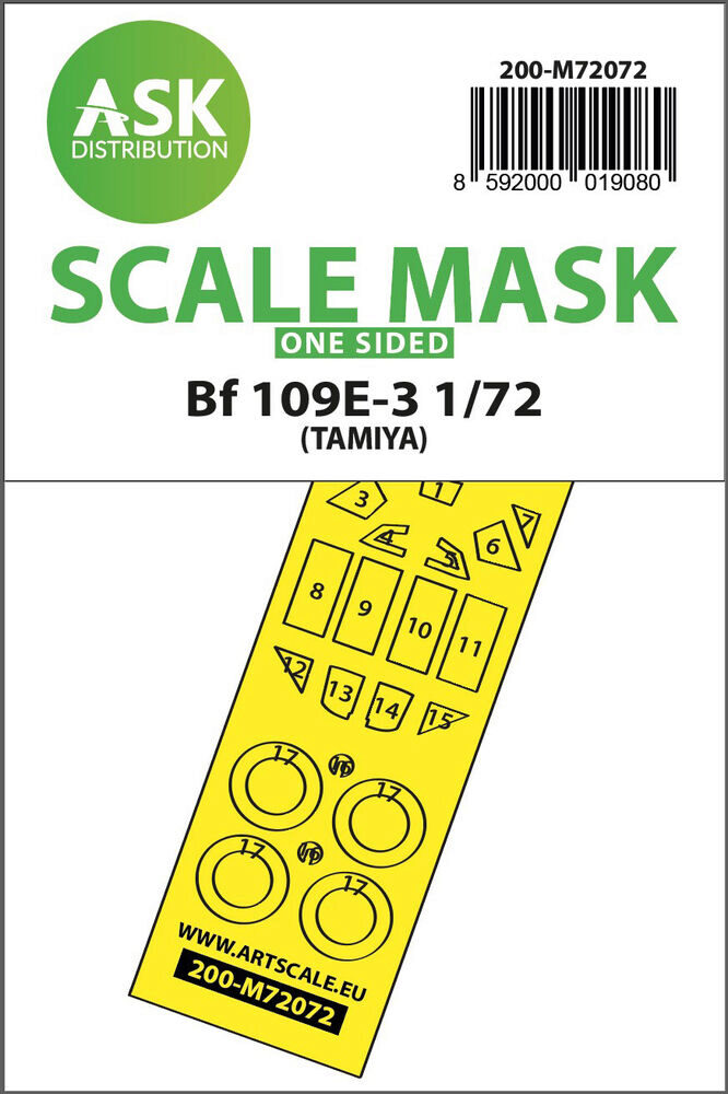 ASK 200-M72072 Bf 109E-3 one-sided express fit mask for Tamiya