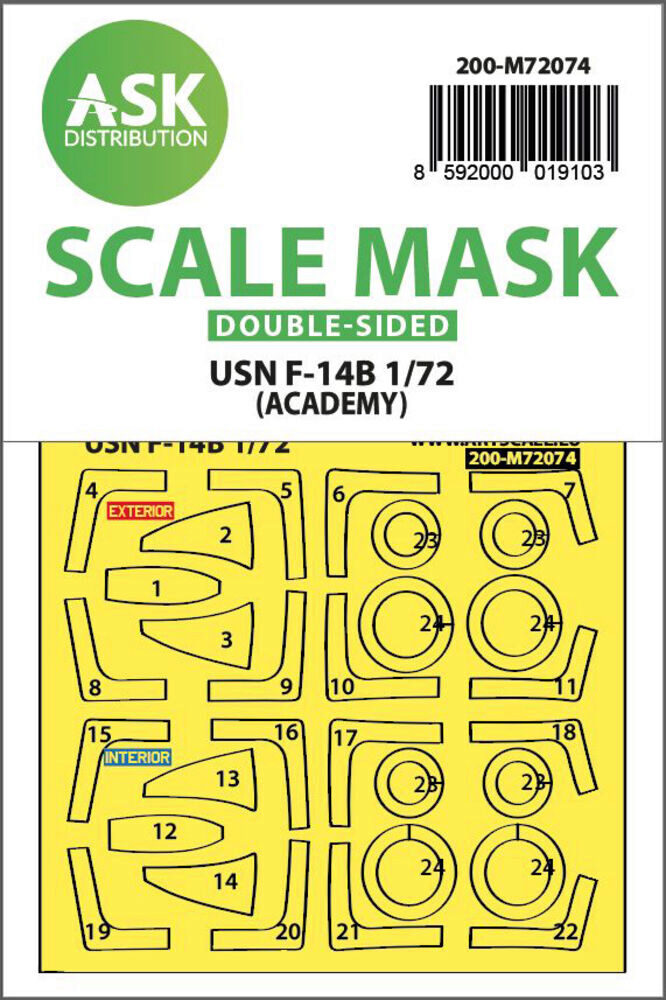 ASK 200-M72074 F-14B double-sided express fit mask for Academy