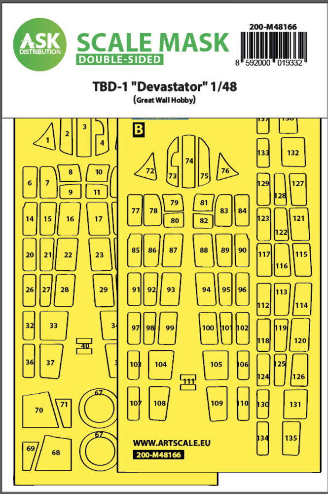 ASK 200-M48166 TBD-1 Devastator double-sided fit express mask for Great Wall Hobby