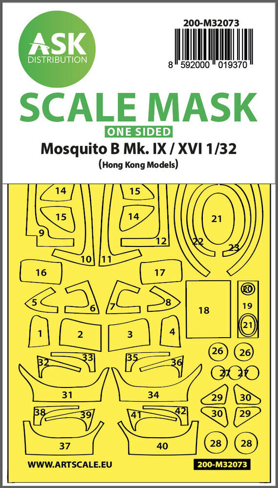 ASK 200-M32073 Mosquito B Mk.IX/XVI one-sided fit mask for HK Models