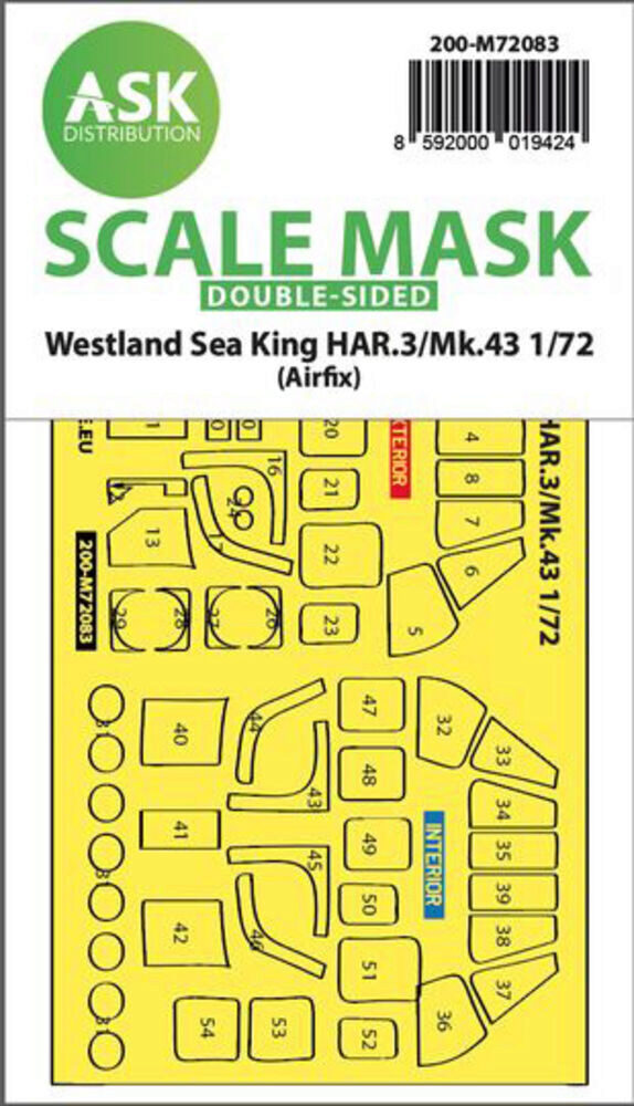 ASK 200-M72083 Westland Sea King HAR.3 / Mk.43  double-sided express fit mask for Airfix