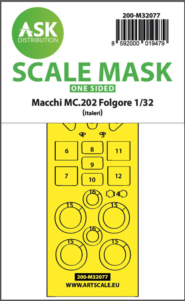 ASK 200-M32077 Macchi MC.202 Folgore one-sided express fit mask for Italeri
